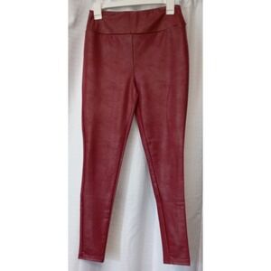 LuLaRoe LUXE Faux Leather Red Leggings Medium Stretchy Posh Party Biker
